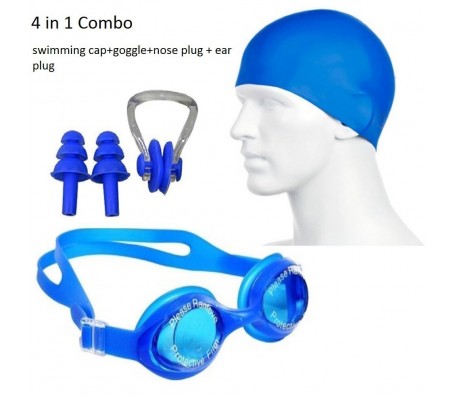 Body Maxx 4 In 1 Swimming Kit - Swimming Goggles, Swimming Cap, Ear Plug, Nose Clip 